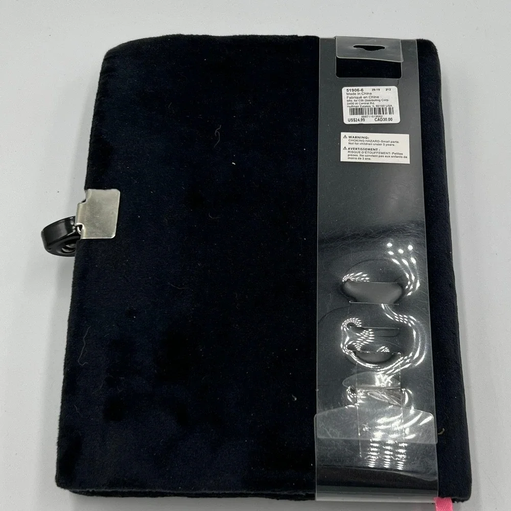 Claire's Locking Diary Kids OS Black Brand New Y2K Cell Phone Plush Glitter